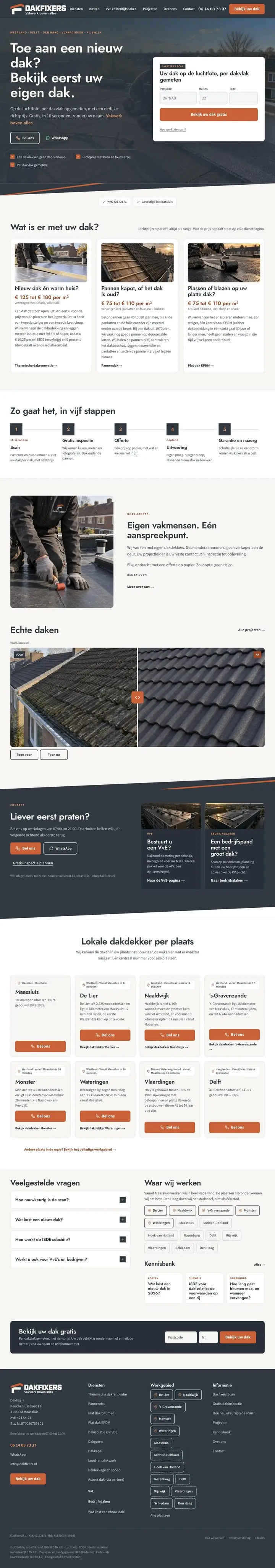 Homepage van dakfixers.nl